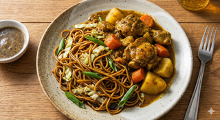 Guyanese Chicken on Hakka Noodles